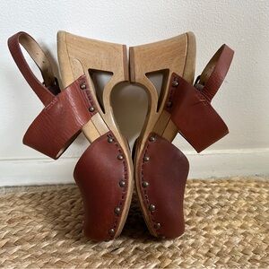 Dansko Thea Oxblood Leather Clogs Cutout Heel